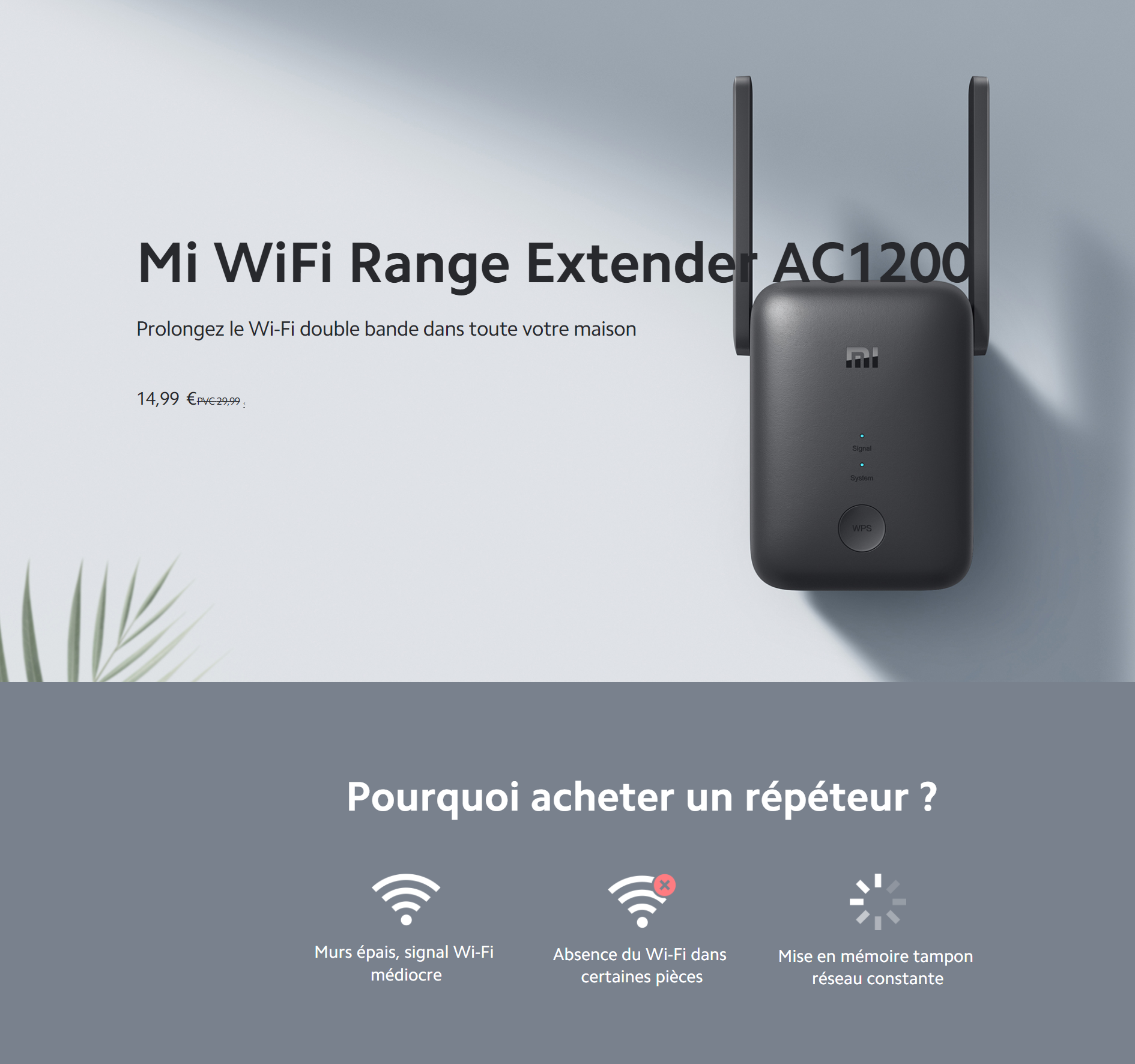 Répéteur XIAOMI Mi WiFi Range Extender AC1200