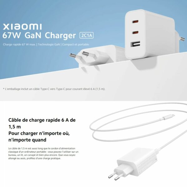 Xiaomi 67w GaN Charger 2C1A – Image 6